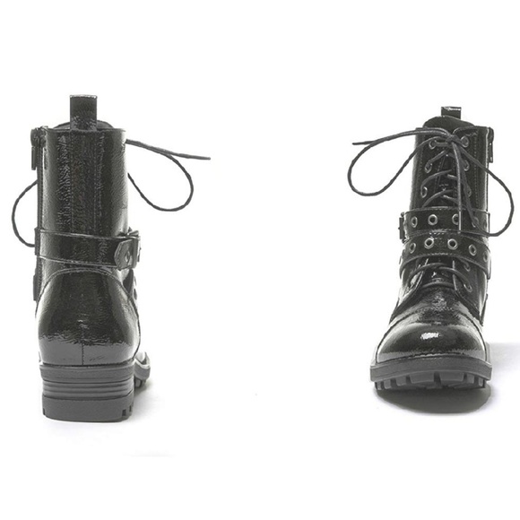 1 LEFT! Patent Leather Punk Rock Combat Booties - Picture 5 of 7